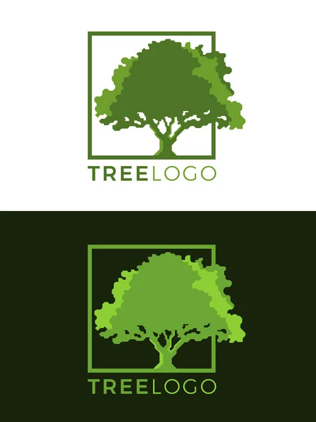 Grünes Baum Logo Zeichen Mit Baum Zeichen Quadratischem Rahmen Vektor — Stockvektor