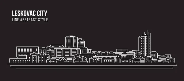 Cityscape Building Line Arte Vector Ilustração Design Leskovac Cidade — Vetor de Stock