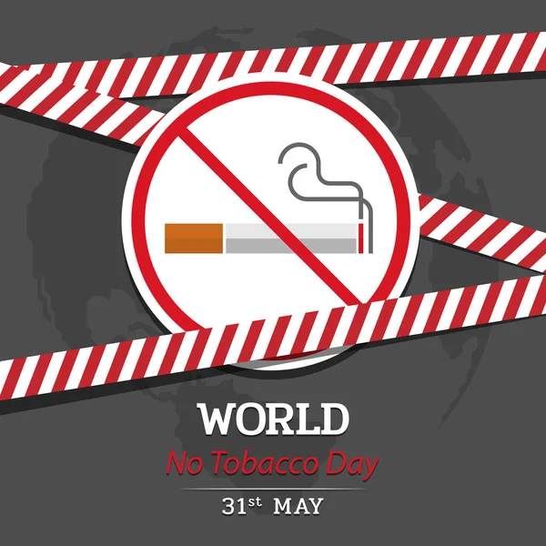 Sigara Günü Pankartı Kırmızı Tehlike Uyarı Bant Tasarımı Olmayan Dünya — Stok Vektör