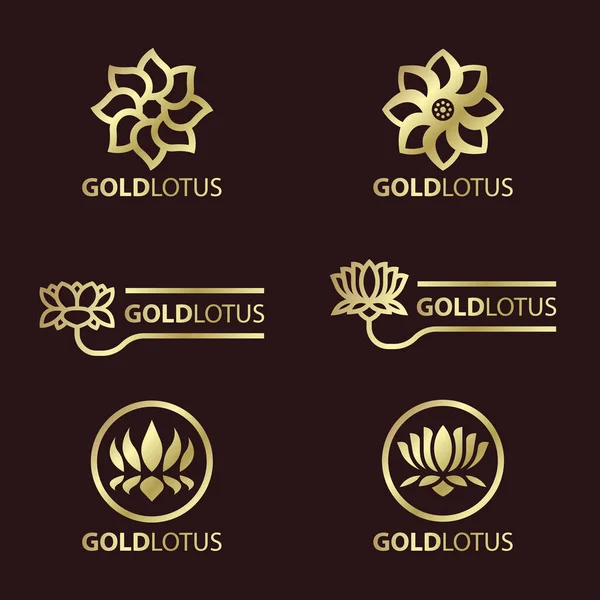Золотий Розкішний Логотип Квітки Лотоса Векторний Набір Дизайн — стоковий вектор