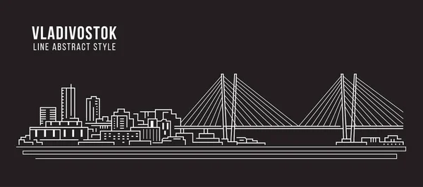 Cityscape Building Line Art Vector Illustration Design Vladivostok City — Stok Vektör