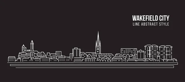 Cityscape Building Line Art Vector Diseño Ilustración Wakefield City — Vector de stock