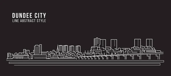 Cityscape Building Line Art Vector Illustration Design Dundee City — Vettoriale Stock