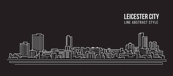 Cityscape Building Line Art Vector Diseño Ilustración Leicester City — Vector de stock
