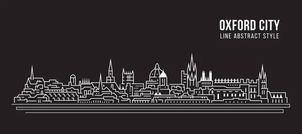 Cityscape Building Line Art Vector Diseño Ilustración Oxford City — Vector de stock