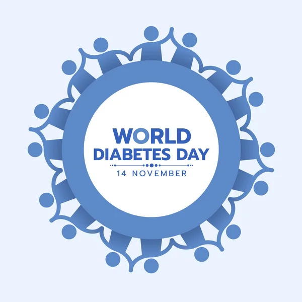 World Diabetes Day Awareness Banner Blue People Hold Hand Circle — Vetor de Stock