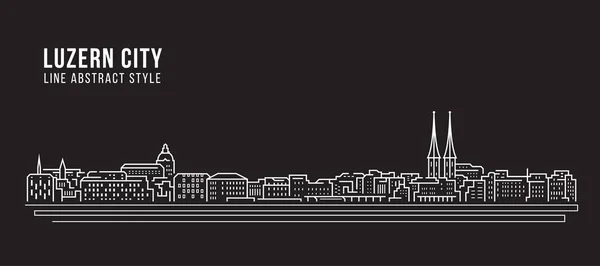 Cityscape Building Line Art Vector Illustration Design Luzern City — Stockový vektor