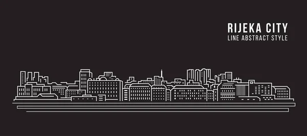 Cityscape Building Line Arte Vettoriale Illustrazione Design Fiume Città — Vettoriale Stock