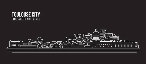 Cityscape Building Line Arte Vector Ilustração Design Toulouse Cidade —  Vetores de Stock