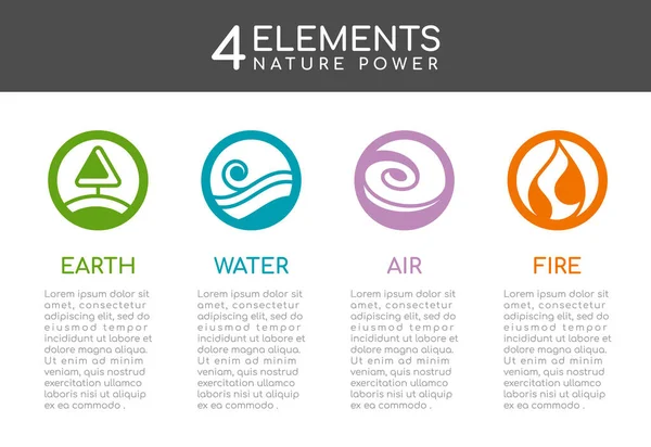 Nature Elements Nature Power Circle Line Abstract Style Sign Water — Stock Vector