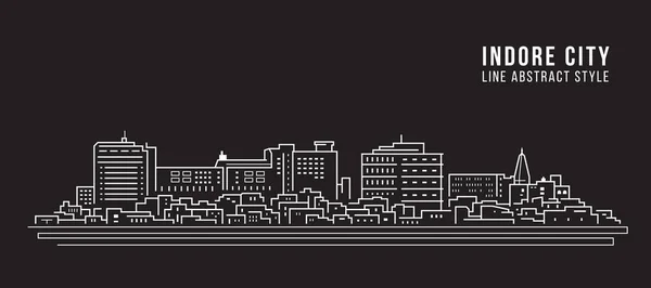 Cityscape Building Line Art Vector Illustration Design Indore City — Vettoriale Stock