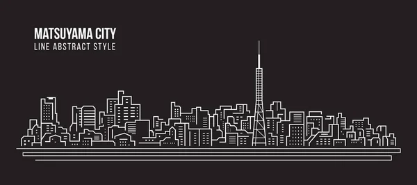 Cityscape Building Line Art Vector Illustration Design Matsuyama City — Stockový vektor