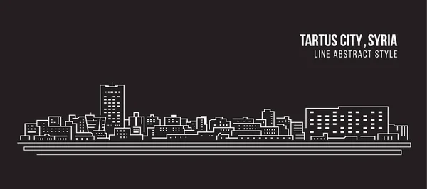 Cityscape Building Line Art Vector Illustration Design Тартус Сирия — стоковый вектор