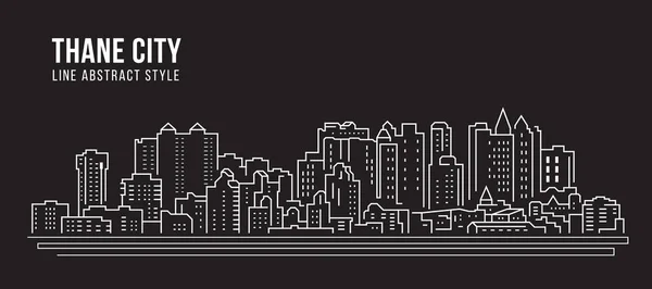Cityscape Building Line Art Vectoriel Illustration Design Thane Ville — Image vectorielle