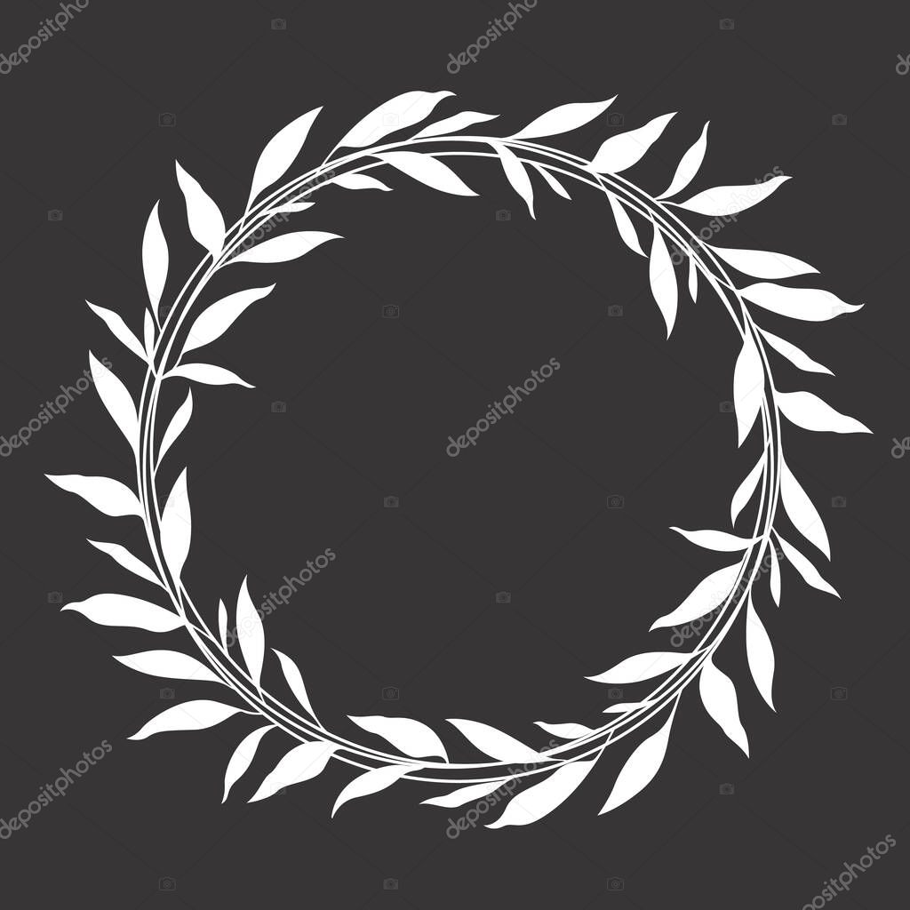 White leaf wreath circle frame vector design
