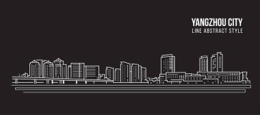 Cityscape Building Line art Vector Illustration design -  Yangzhou city