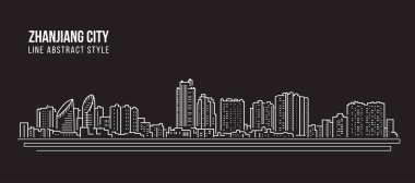 Cityscape Building Line Sanat Vektörü İllüstrasyon Tasarımı - Zhanjiang Şehri