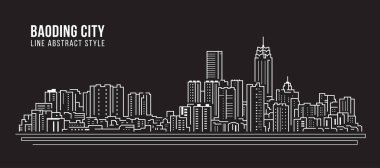 Cityscape Building Line art Vector Illustration design -  Baoding city