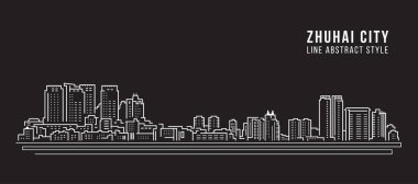 Cityscape Building Line art Vector Illustration design -  zhuhai city