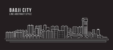 Cityscape Building Line art Vector Illustration design -  Baoji city