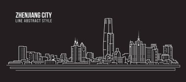 Cityscape Building Line art Vector Illustration design -  Zhenjiang city