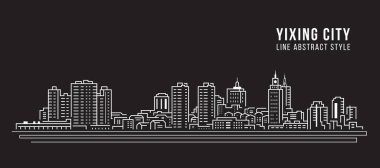 Cityscape Building Line art Vector Illustration design -  Yixing city