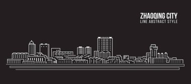 Cityscape Building Line art Vector Illustration design -  Zhaoqing city