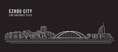 Cityscape Building Line art Vector Illustration design -  Ezhou city