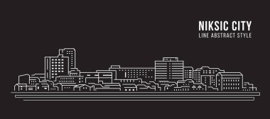Cityscape Building Line art Vector Illustration design - Niksic city