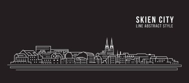 Cityscape Building Line art Vector Illustration design - Skien city