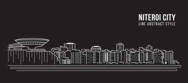 Cityscape Building panorama Line art Vector Illustration design - Niteroi city
