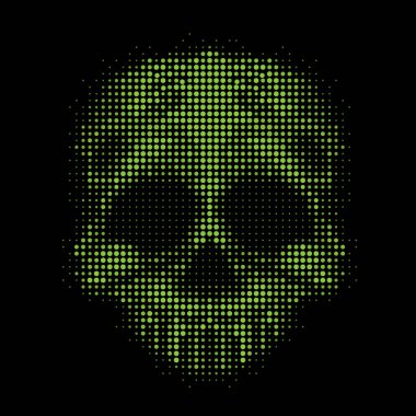 Abstract illustration skull with green colored circles bubbles on black background texture vector design