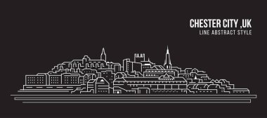 Cityscape Building Line art Vector Illustration design -  Chester city ,UK clipart