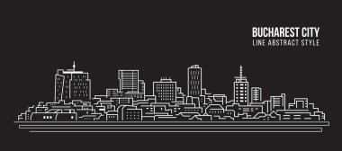 Cityscape Building Line art Vector Illustration design - Bucharest city