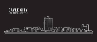 Cityscape Building Line art Vector Illustration design - Gavle city