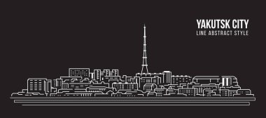 Cityscape Building Line art Vector Illustration design - Yakutsk city clipart