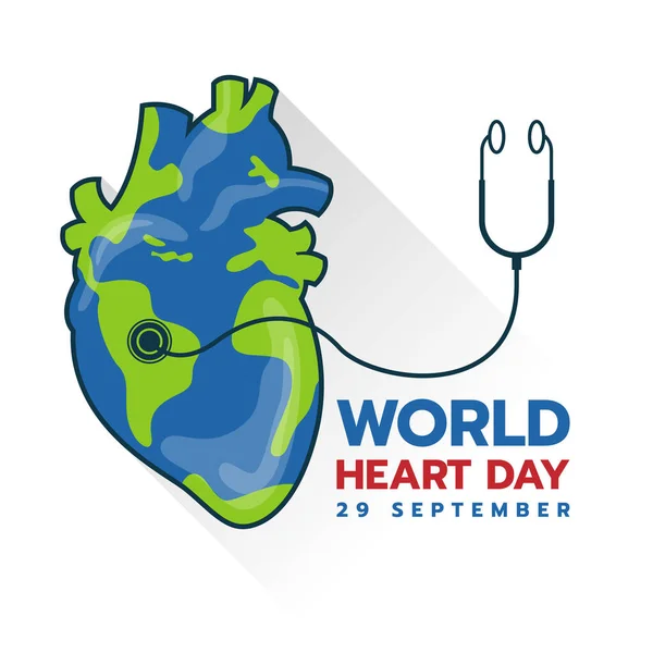 World Heart Day Banner Heart Human Earth Texture Sign Vector —  Vetores de Stock