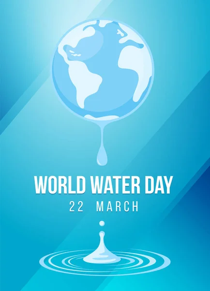Знамя Мирового Дня Воды Миром Капельной Воды Эффектом Воды Голубом — стоковый вектор