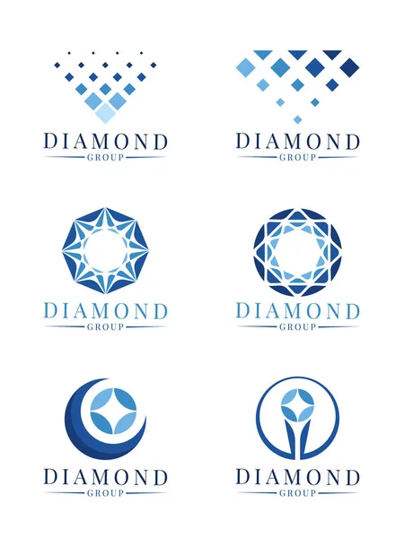 Blue Abstract Modern Diamond Logo Sign Vector Set Design — ストックベクタ
