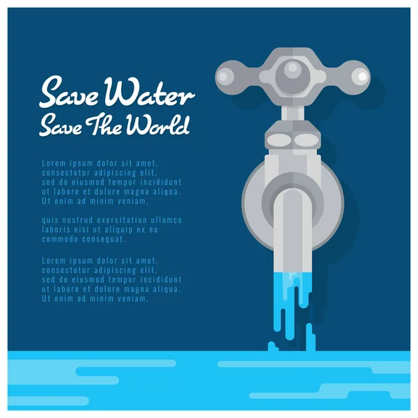 Water World Banner Water Tap Open Water Vector Design — Stock vektor