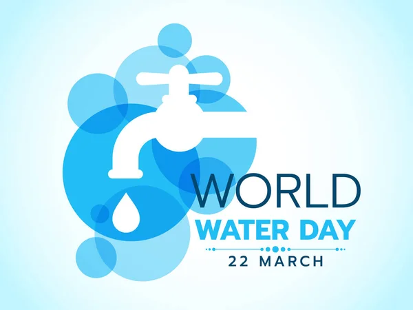 World Water Day Banner Water Tap Sign Abstract Blue Circle — Stock Vector