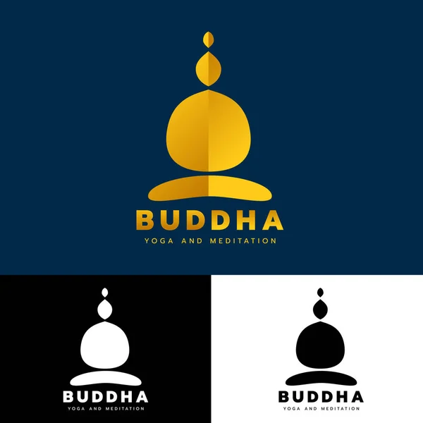 Gold Abstract Buddha Logo Sign Yoga Meditation Concept Vector Art — Stock Vector