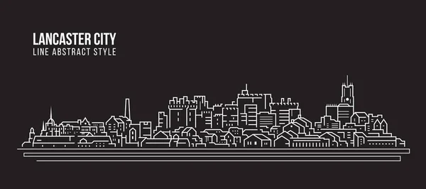 Cityscape Building Line Art Vector Illustration Design Lancaster City — Vector de stock