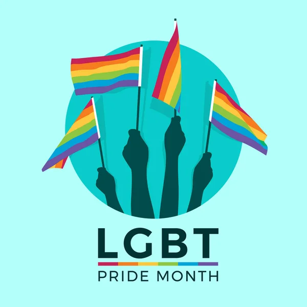 Lgbt Pride Month Hands Hold Rainbow Flag Circle Vector Design — Stok Vektör