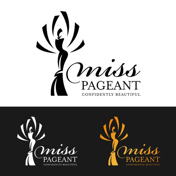 Miss Pageant Logo Sign Woman Queen Abstract Modern Style Vector — Stockvector