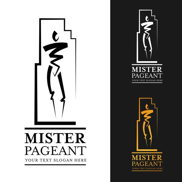 Mister Pageant Logo Sign Abstract Man Modern Line Style Vector — Stock vektor