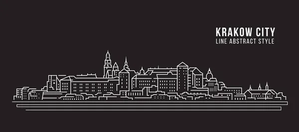 Cityscape Building Line Art Vector Illustration Design Krakow City — Stockový vektor