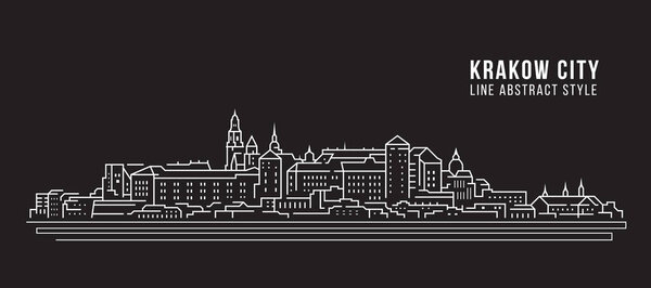 дизайн векторной иллюстрации градостроительной линии - город Краков