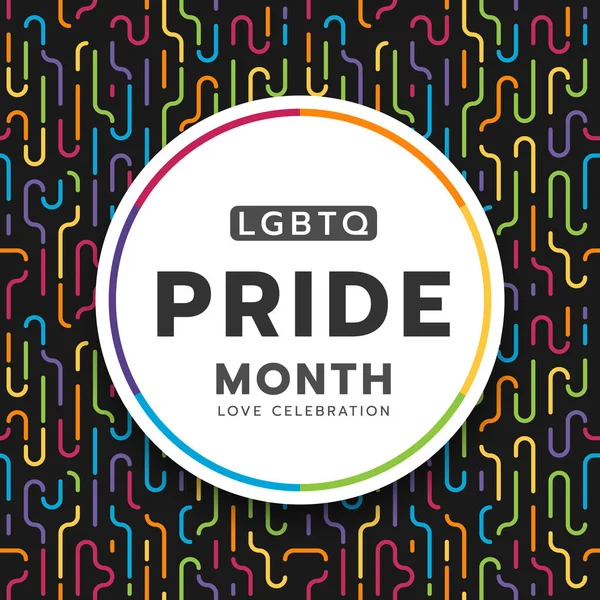 Lgbtq Pride Month Circle Banner Colorful Rainbow Conner Curve Line — Image vectorielle