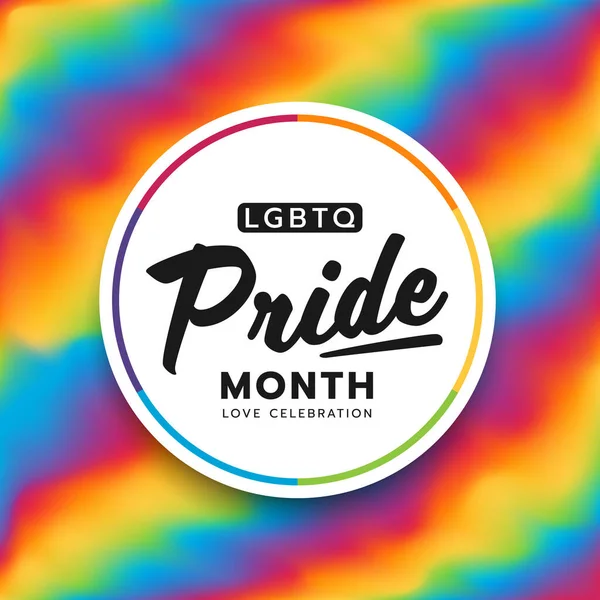 Lgbtq Pride Month Circle Banner Text Abstract Colorful Rainbow Blur — Stok Vektör